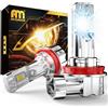 ANTEMOON Lampadine H11 H8 H9 LED per Fendinebbia, 100W 20000LM 600% Luminosità 6500K Bianco 12V 24V Freddo Fari Auto LED Lampada Sostituzione per Alogena, 1:1 Mini Design Plug and Play, Pacco da 2