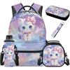 SEANATIVE Zaino per bambini, set da 5 pezzi con borsa termica per il pranzo, Galaxy Cat, Zainetto