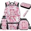 SEANATIVE Zaino per bambini, set da 5 pezzi con borsa termica per il pranzo, Axolotl Rosa, Zainetto