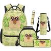 SEANATIVE Zainetto Set 17 Pollici Zaino con Borsa Pranzo Astuccio Matita, Capibara Verde, Zainetto