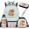 SEANATIVE Zaino per bambini, set da 5 pezzi con borsa termica per il pranzo, Capibara Gelato alla Menta, Zainetto