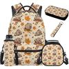 SEANATIVE Zaino per bambini, set da 5 pezzi con borsa termica per il pranzo, Capibara Giallo, Zainetto
