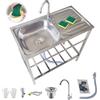 YYDPSHH Catering Lavello In Acciaio Inox Lavandino Da Esterno Garage Lavabo per Cucina Commerciale Con Scarico E Rubinetto Lavabo di Utilità Per Ristorante Giardino Seminterrato 75x40xH75cm