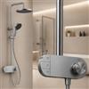 INEX EUROPA Colonna Doccia Nero Grigio Titanio Premium Acciaio Inossidabile 10 Anni di Garanzia - Colonna Doccia Rotonda Effetto Pioggia 3 Modalità di Funzionamento - Doccia 156cm Nero Grigio Titanio
