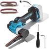 BORDRISE Levigatrice a nastro a batteria compatibile con Makita 18 V, lima a nastro senza spazzole con 20 nastri abrasivi, levigatrice elettrica a nastro per legno, metallo, plastica, braccio regolabile a 360°