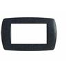 Lemag srl Placca 4 Posti "MILLENNIUM" Nero Flash - Compatibile BTicino Living (4 Moduli) - Placca Coprifrutto per Impianti Elettrici - LEMAG SRL