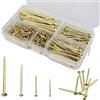 REBECASKYENS 350 pezzi chiodi da parete in ottone, chiodi rivestiti in ottone, per la lavorazione del legno, chiodi dorati per appendere alla parete, chiodi in ottone (20 mm/25 mm/40 mm/50 mm)