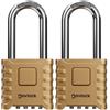 NOVLOCK Lucchetto a combinazione resistente - Arco lungo 5,9 cm - Lucchetto impermeabile da esterno a 4 cifre per cancelli, recinzioni, capanni, armadietti, armadi e depositi - 2 pezzi, oro