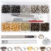 FengFution 440 Pz Occhiello Strumento Kit, 5mm Occhielli per Teloni, Occhielli OcchiellatriceOcchielli per TessutiOcchielli Metallici Rondelle per Tessuto Pelle Tende(oro, bronzo, argento, nero)