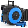 Himimi Avvolgitubo Giardino Ritraibile 20 m + 3 m Parete Automatico, Avvolgitubo Auto-Rewind con Pistola Spray 10 Funzioni, Girevole 180° per Pulizia & Irrigazione Esterna (20m + 3m)
