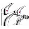 081 Store - Kit 2 Rubinetti Bagno Lavabo e Bidet in Ottone Cromato, Coppia Miscelatori Monocomando con Flessibili Inclusi, Rubinetteria Bagno Moderna Resistente alla Corrosione