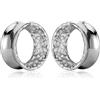 Vankula Dilatatori Lobo Double Flared tunnel dilatatore orecchie Design Martellato in Acciaio inossidabile lobi piercing espansori Gioielli Uomo Donna 16mm(5/8) Argento