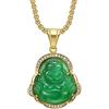 Gilieyer Collana il Buddha Rieur, Ciondolo Buddha Verde Giada Buddha Collana Ghiacciata Giada Cubic Zirconia Ciondolo Buddha Rieur Collana Amuleto Gioielli Regalo per Uomini Donne, Pietra