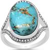 Silver Palace Anello a forma di occhio in argento Sterling 925 con turchese e rame naturale, Metallo, Turchese rame