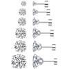GULICX 6 paia di orecchini a perno in argento per donne, uomini e ragazze, ipoallergenici, in titanio chirurgico, con zirconia cubica da 3 a 8 mm, set di orecchini a perno in argento con chiusura a vite