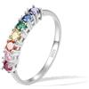 E Jewelry Arcobaleno Anniversario Anello Eternity per donna, fedi nuziali, argento sterling 925, Zirconi Colorati Placcato rodio Anelli 54(17,3)