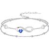 Flpruy Gioiello da donna in argento Sterling 925, con simbolo dell'infinito, braccialetto e cavigliera, doppia catena regolabile, regalo personalizzato per donne, mogli, fidanzate, madri, Anklet 9-11