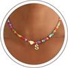 SLOONG Collana di perle con lettere colorate per ragazze, donne, bambini, idea regalo per adolescenti, ragazze, fatta a mano, boho perline con lettere, collana con nome personalizzata, idea regalo