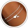 SLOONG Bracciale da donna in argento e oro 18 carati, placcato oro 18 carati, con lettere e cuore, regolabile, regalo di compleanno per donne, fidanzate, ragazze, 20 cm, Argento