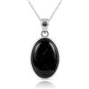 Only faith Collana con ciondolo in tormalina nera naturale in argento sterling 925, catena italiana 45 cm, pietra protettiva lucida, gioielli minimalistici da donna