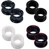 Longbeauty 4 paia di dilatatori in silicone duro per orecchie, orecchini a doppia svasatura, 6 mm, 25 mm, 22 mm