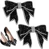 Beavorty Decorazioni per Scarpe Ragazzo Ragazza Fiocco in Rete Strass Neri Luminosi per Festival e Matrimoni Accessori Moda Personalizzati