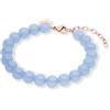 Purelei Blue Lagoon - Bracciale da donna con perle di vetro azzurro, regolabile da 16 a 20 cm, gioiello da donna in acciaio inox, bracciale estivo da regalo, Acciaio inossidabile, Agata