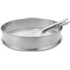 Tofficu Setaccio da Giardino in Acciaio Inox con Manico Ergonomico, Rete a Maglia Ampia 26x26 Cm, Leggero e Portatile per Setacciatura di Sabbia e Compost