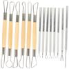 Tofficu Set di 14 Utensili per Intaglio del Legno in Acciaio Inossidabile e Alluminio, Kit per Lavorazione Legno Comodo e Facile da Usare per Artigianato e Falegnameria