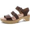 Dansko Malena - Sandali da donna completamente regolabili, comode scarpe con plateau e supporto per l'arco plantare, versatili calzature casual a eleganti, suola in gomma leggera, Marrone, 8.5-9