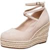 Generico Zeppe Donna Estive -Women Sandal Walking Summer Beach Arch Support Casual Dressy Shoe for Women Elastic Ankle Strap Bohemian Zeppa Espadrilla Sandali Con Scarpe