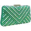 Boutique De FGG - Pochette da donna con strass a V, borsa da sera con glitter, borse da sera con cristalli, borse da matrimonio, mini, Verde, Mini
