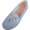 ABSOLUTE FOOTWEAR Mocassini casual in pelle per donna, scarpe da barca, Blu chiaro, 37 EU