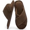 GOEWY Pantofole da donna in memory foam, per casa, camera da letto, velluto a coste, fasce incrociate, punta aperta, sandali scarpe comode, regalo alla moda per donne, suola antiscivolo, Marrone, 11