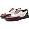 Ninepointninetynine Scarpe Eleganti da Uomo Stringate Brogue Punta ad Ala in Rilievo Scarpe Oxford in Pelle vegana Bicolore Suola in Gomma Antiscivolo Tacco Largo Antiscivolo Parte Bassa (Color : Ros