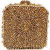 Boutique De FGG Pochette da donna in metallo con cristalli, borsetta da sera per matrimonio, da sposa, con strass, borsetta da festa, mini, Bronzo, Mini Square