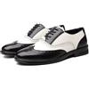 Ninepointninetynine Scarpe Eleganti da Uomo Stringate Brogue Punta ad Ala in Rilievo Scarpe Oxford in Pelle vegana Bicolore Suola in Gomma Antiscivolo Tacco Largo Antiscivolo Parte Bassa (Color : NER