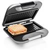 Princess 127003 - Tostapane deluxe per 2 panini, piastra per griglia, coperchio con chiusura di sicurezza, grigio