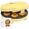 Bestron macchina per ciambelle elettrica, Donut Maker per 7 ciambelle piccole, incl. antiaderente & indicatoro luminso, 700 watt, colore: giallo