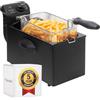 Bestron Friggitrice, friggitrice ad olio con tecnologia a zona fredda, 3,5 litri, con controllo della temperatura, lavabile in lavastoviglie, 2000 watt, colore: nero