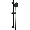 Auralum Saliscendi Doccia con Soffione, Set Doccia con Asta Doccia Saliscendi in Acciaio Inox (70cm), Inox Tubo Flessibile (150cm) e Soffione (4 Funzioni,12.7cm) con Supporto Soffione Doccia, Nero
