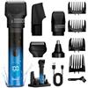 Hatteker Kit Toelettatura Elettrica 5 in 1 per Uomo, Regolabarba, Tagliacapelli, Rasatore Corpo e Regolatore Nasali Tutto in Uno, Rasoir Elettrico Impermeabile IPX6 con Display LED e Ricarica USB
