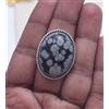 Anello Artigianale In Argento Sterling 925 Con Pietra Ossidiana Fiocco Di Neve