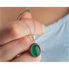 Ciondolo Fatto A Mano In Argento 925 Con Ossidiana Verde Naturale Ovale S-250