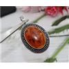 Ciondolo Fatto a Mano in Argento Sterling 925 con Ambra Baltica Arancione S-250