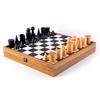 Manopoulos Scacchi Bauhaus In Legno Set con Tavola 40cm Nero Bianco In Ecopelle