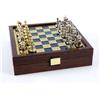 MANOPOULOS Set Scacchi In Metallo Byzantium Manopoulos Oro Argento Blu, Tavola 20cm