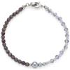 Jewels BY Leonardo Bracciale Clip & Mix Manon, Bracciale in Acciaio Inox Color Argento, Perle di Vetro Grigio-Blu e Perle Blu Scuro in Catseye, Lunghezza 19 cm, Regalo per Le Donne, 025566