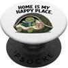 Ironic Introvert Quotes & Gifts Home Is My Happy Place Cozy Turtle Under Shell Libro PopSockets PopGrip Adesivo