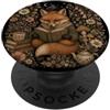 Cozy Cottagecore Woodland Animals & Book Cottagecore Reading Fox Book Lover, motivo floreale vintage PopSockets PopGrip Adesivo